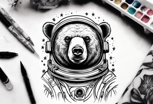 bear astronaut Lily galaxy tattoo idea