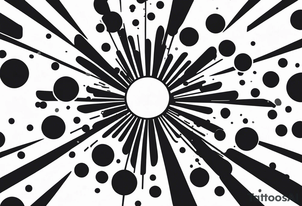 simple sunshine made of black dots with circles. rays coming out tattoo idea