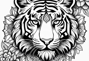 Tiger mandala flowers tattoo idea