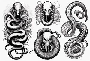 snake on lovecraft theme with tentacle tattoo idea