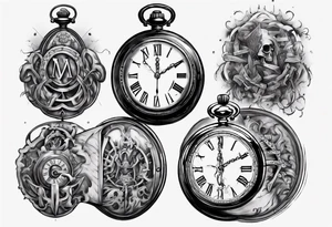 Roman numeral 4 on antient pocket watch tattoo idea