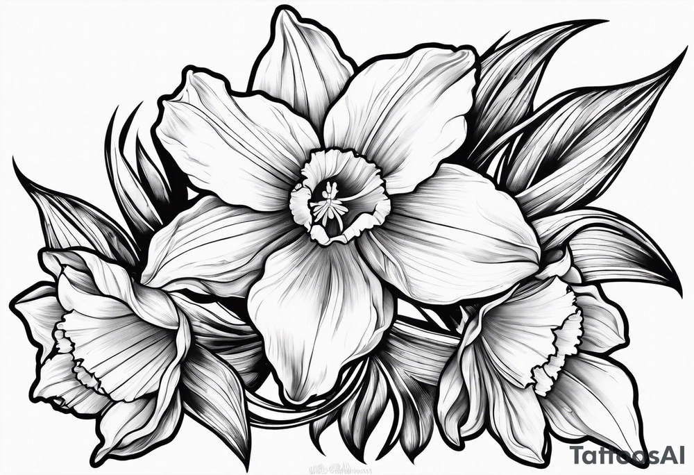Daffodil birth flower chain tattoo idea