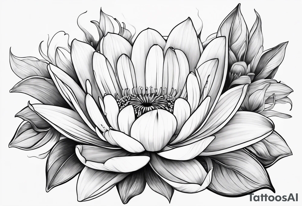 Water Lillie and Daisy minimal tattoo idea