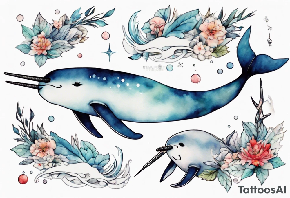 a narwhal in the arctic tattoo idea