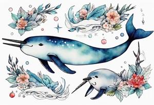 a narwhal in the arctic tattoo idea