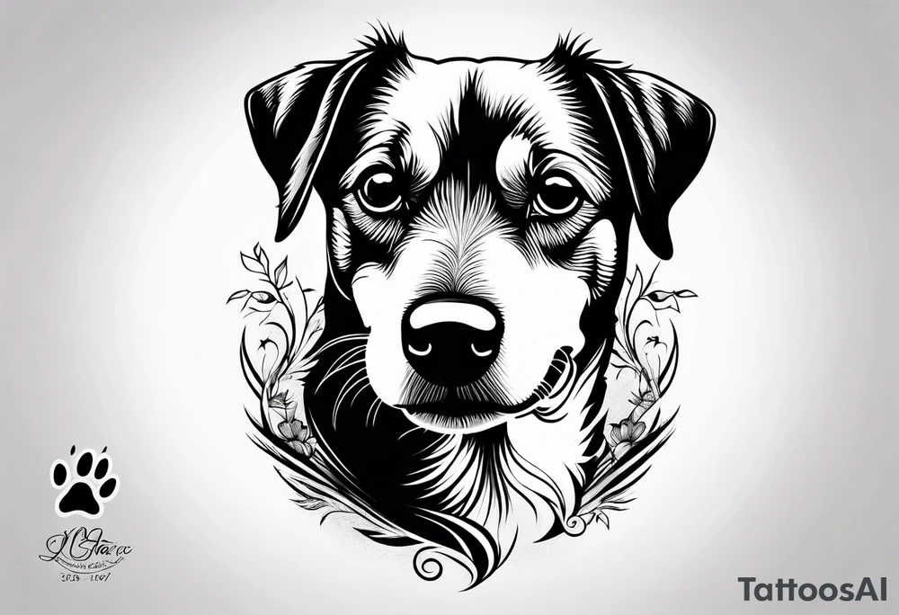 jack Russell
 paw with  coordinates tattoo idea