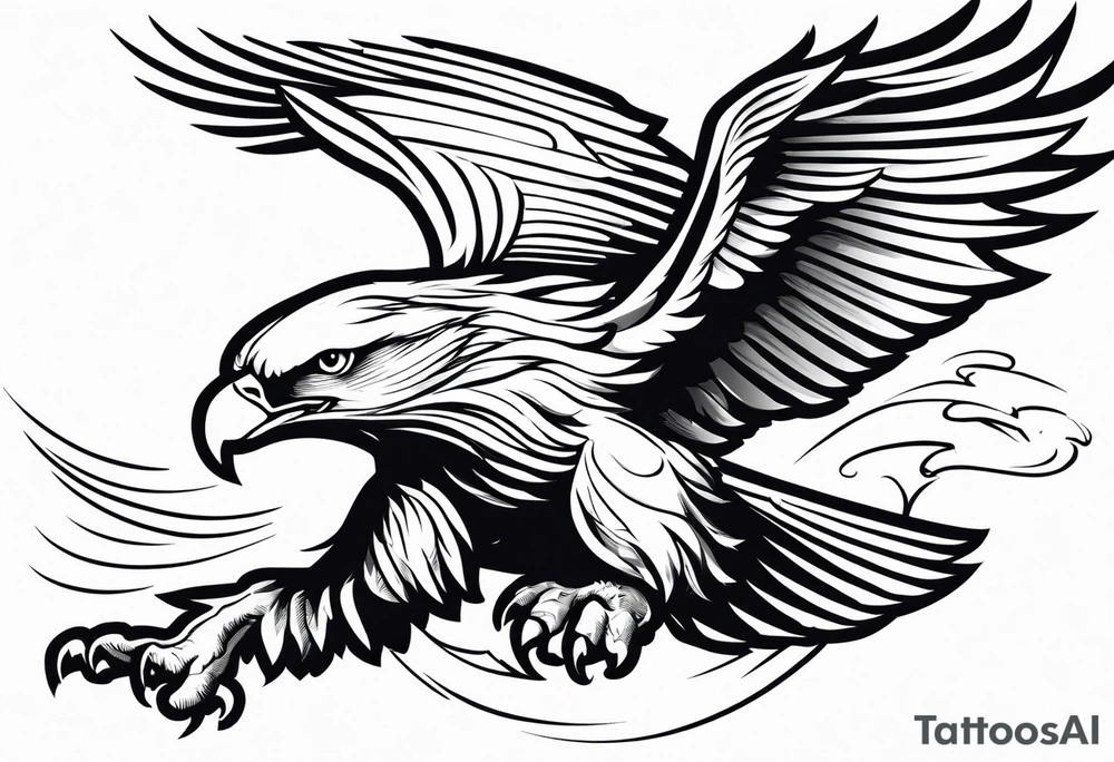 powerful majestic eagle swooping down into battle clutching sword tattoo idea