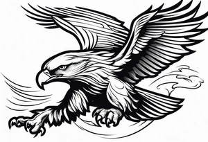 powerful majestic eagle swooping down into battle clutching sword tattoo idea