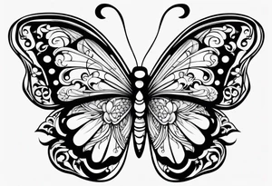 word N and S with butterfly tattoo idea