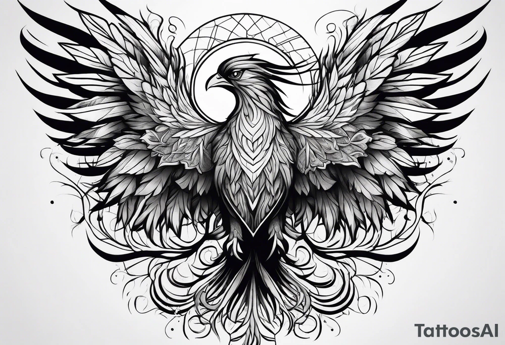 Phoenix with tree tattoo idea