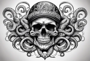 Puerto Rican skull with tentacles tattoo idea