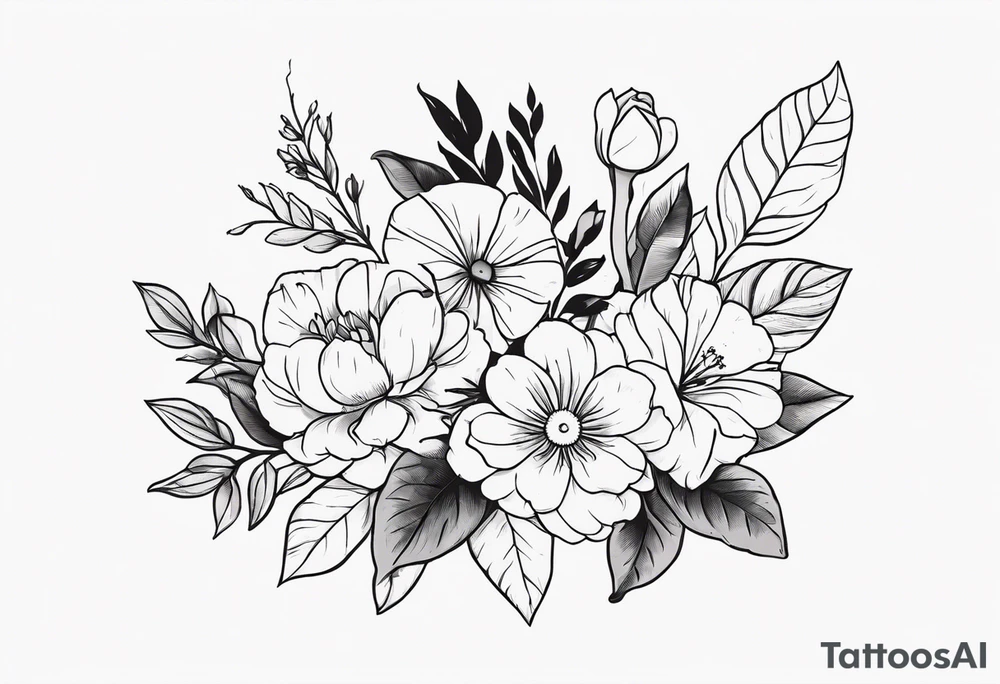 Really long stew with some flowers and leaves on it tattoo idea