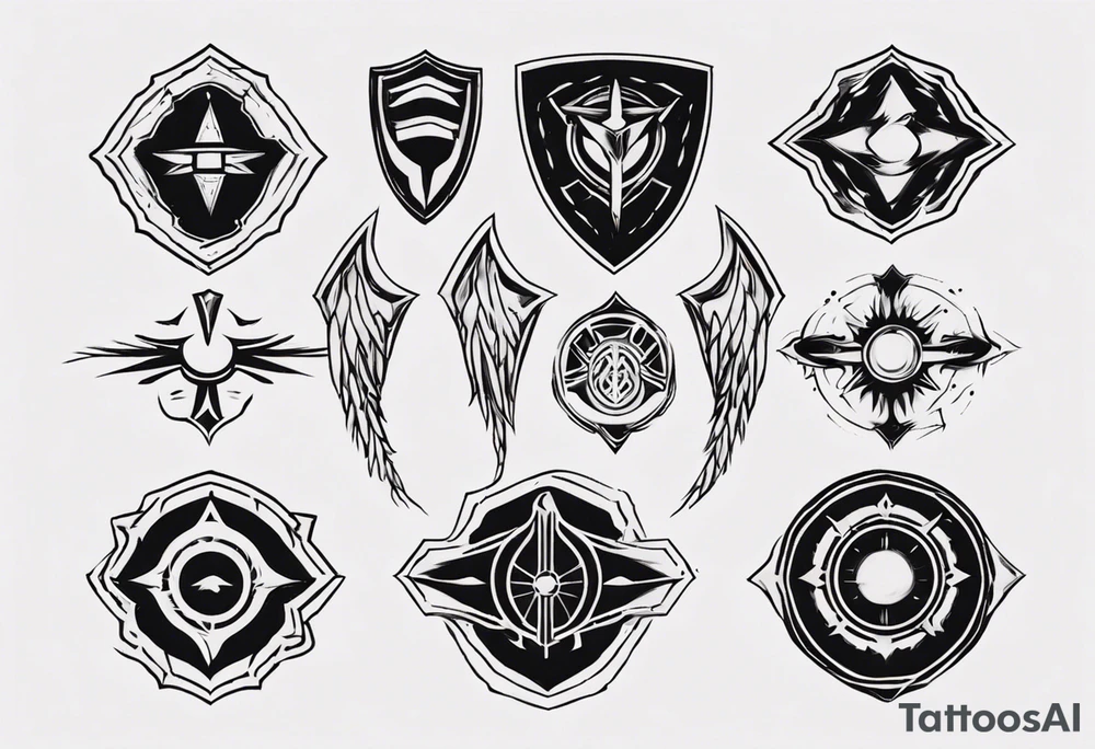 Shield symmetrical tattoo idea
