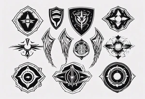 Shield symmetrical tattoo idea