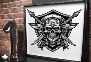 shield with crossed swords tattoo idea
