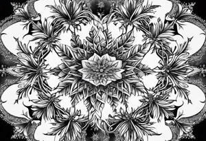 Branched crystaline fractal snowflake tattoo idea