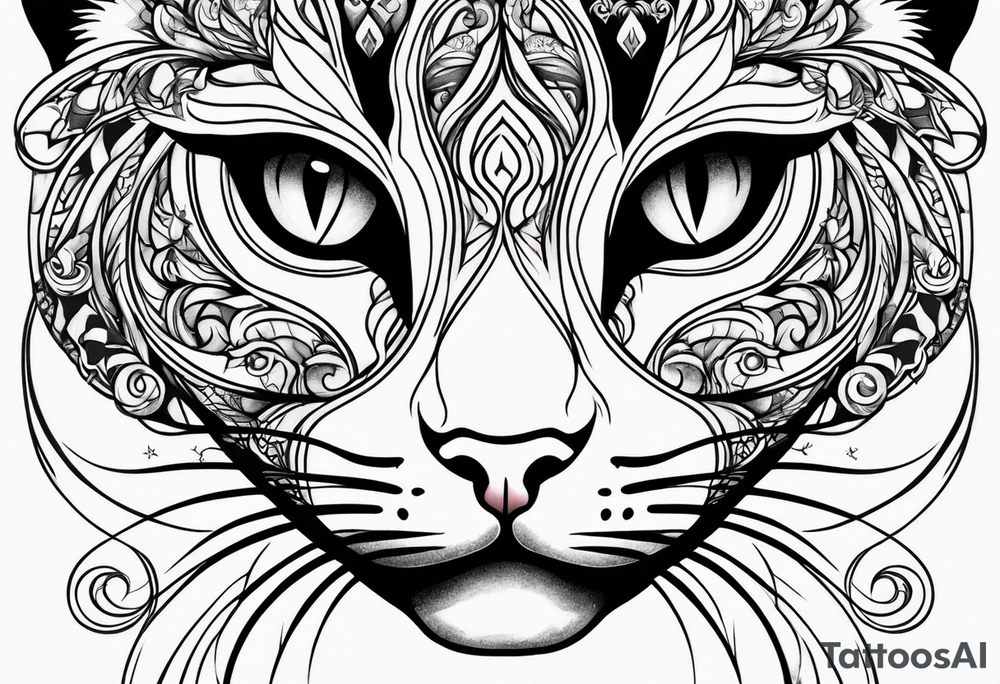 Cat eye in the middle of swirls tattoo idea