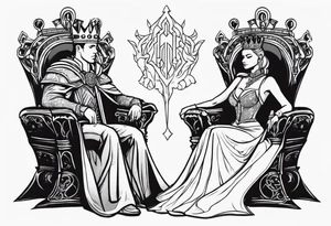 king and queen on thrones tattoo idea