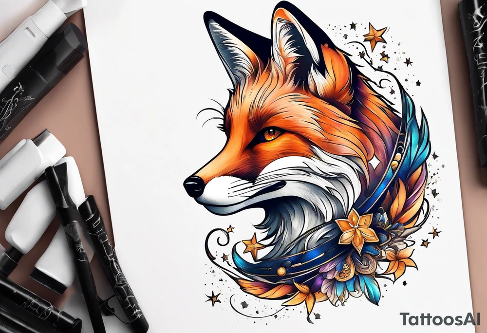 fox looking at the stars tattoo idea
