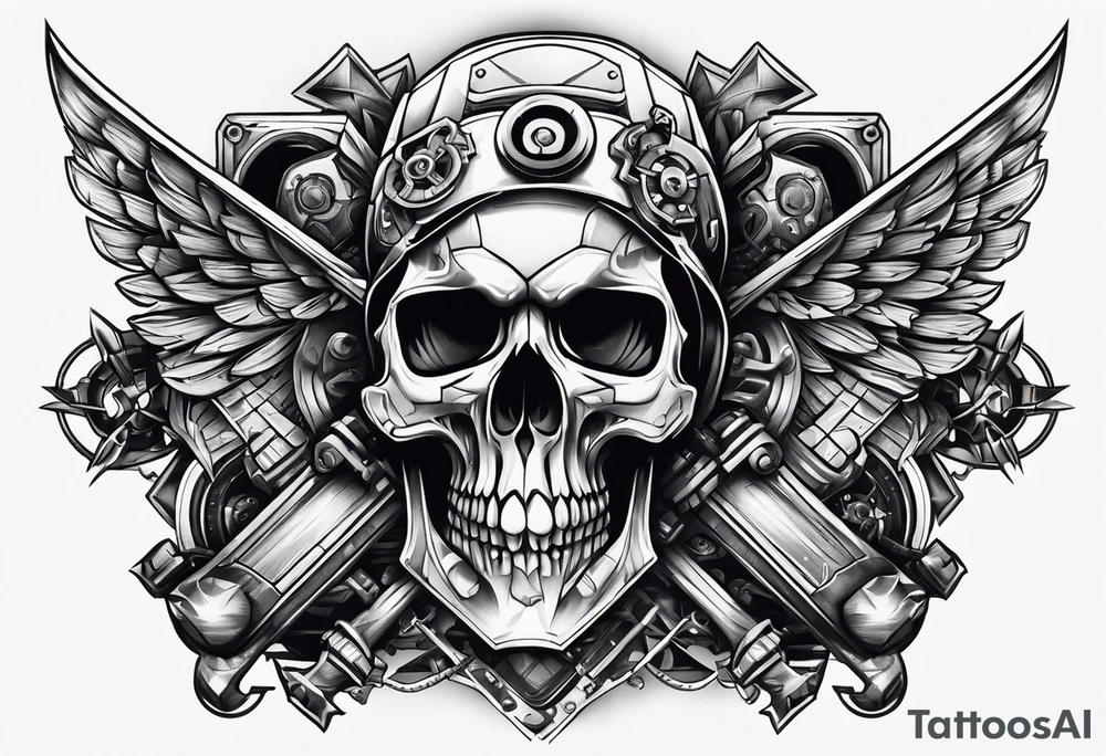 Mechanic skull tattoo idea