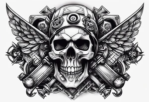 Mechanic skull tattoo idea