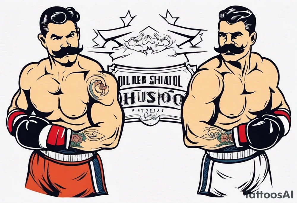 Old school boxer add mustache tattoo idea