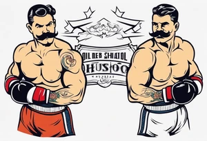 Old school boxer add mustache tattoo idea