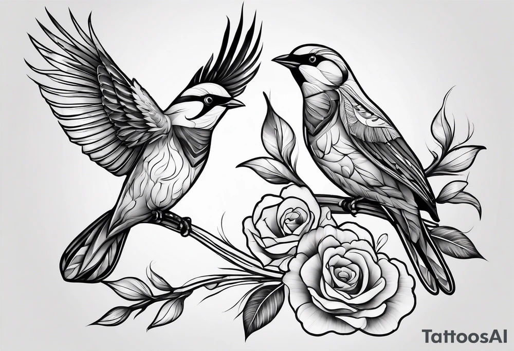 outline of two birds tattoo idea