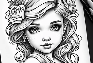 girl toddler made into a disney princess tattoo idea