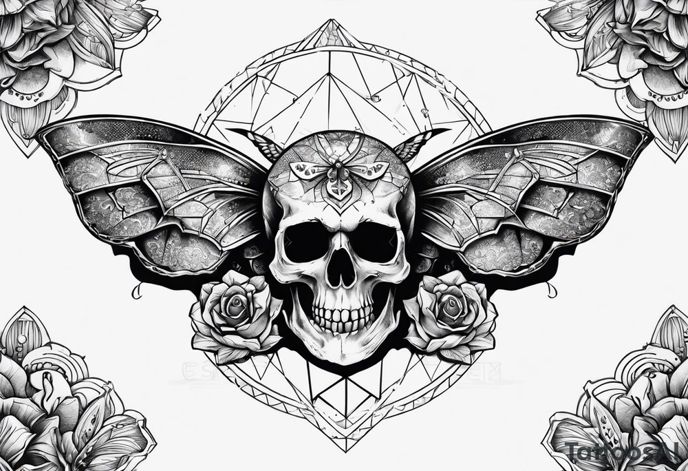 Skull and moth tattoo idea