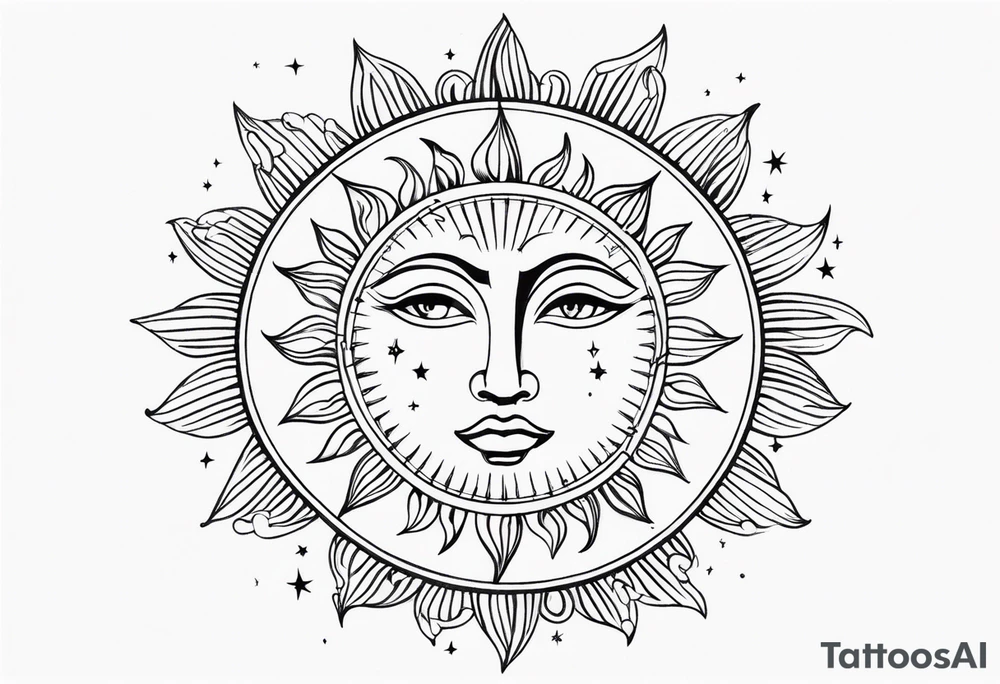 Celestial Sun Face tattoo idea