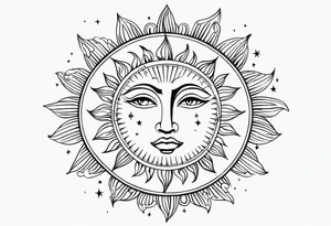 Celestial Sun Face tattoo idea