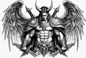 Angel warrior killing the devil tattoo idea