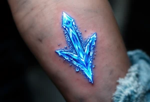 glowing ice-blue arrow with frosted edges, appearing as if crafted from frozen crysta tattoo idea