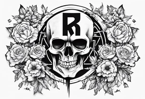 Rammstein logo with flowers around tattoo idea