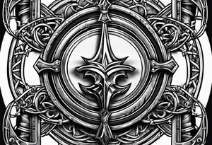 Valhalla sword shield barb wire chain tattoo idea