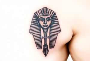 A Pharaoh’s Mask with a Hidden Christian Symbol – Like a subtle cross or Bible verse woven into the design. tattoo idea