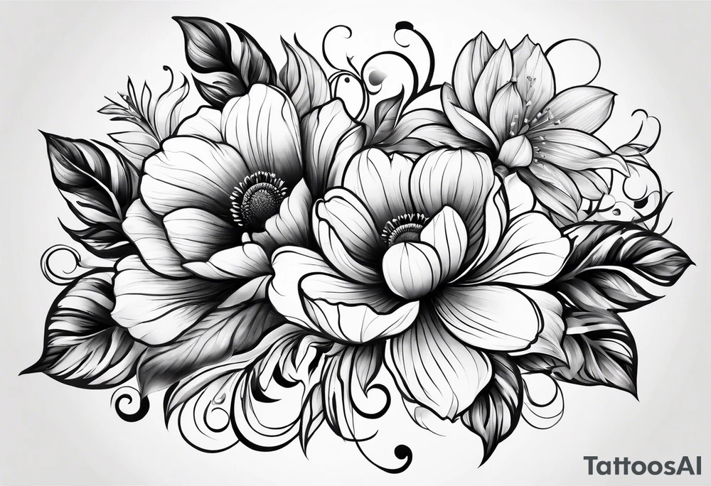 Black flowers tattoo idea
