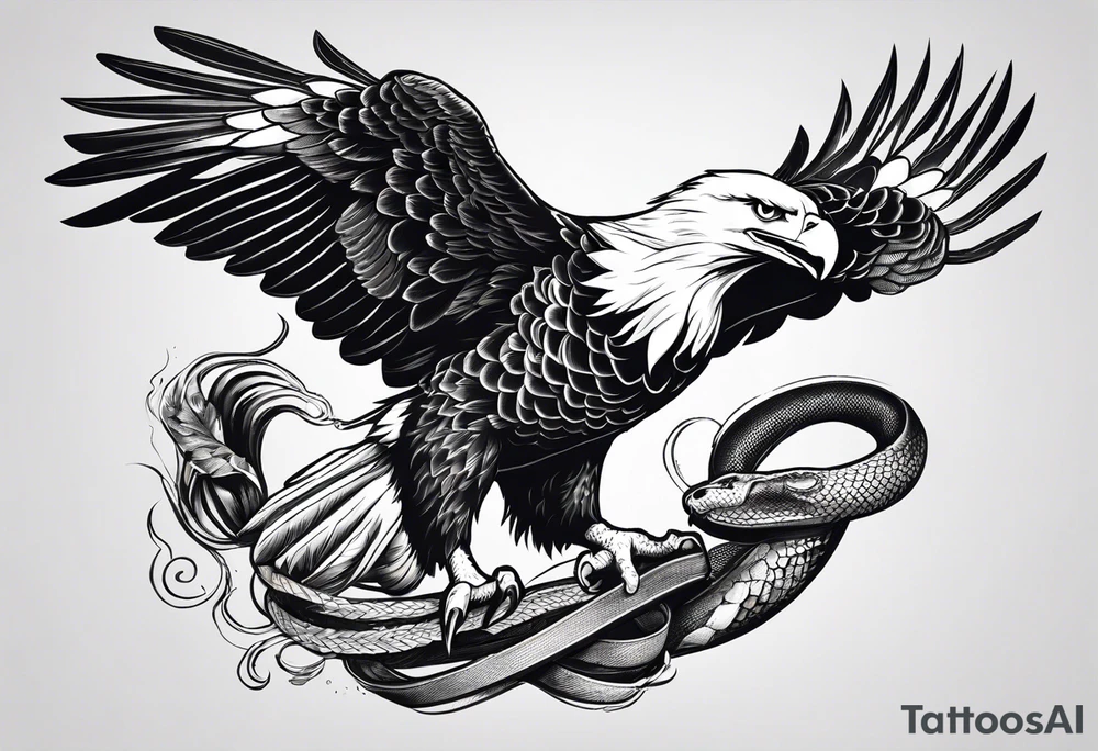 Eagle fighting with a snake it has clutched in its claws tattoo idea Eagle fighting with a snake it has clutched in its claws tattoo idea