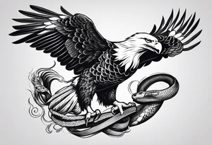 Eagle fighting with a snake it has clutched in its claws tattoo idea