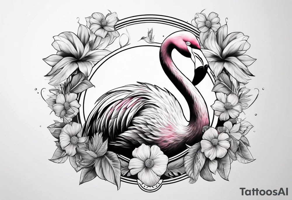 cute flamingo tattoo idea