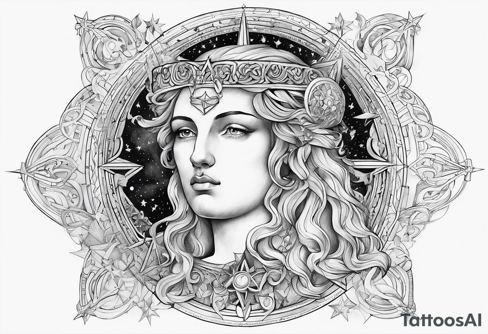 Constellation of stars January 3rd on 2003 in unison with the Greek God Meletus tattoo idea