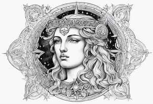 Constellation of stars January 3rd on 2003 in unison with the Greek God Meletus tattoo idea