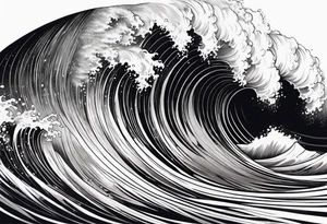 Full sleeve waves black with blue accents tattoo idea