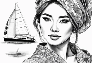 catamaran sailing Japan with  
 women 
women tattoo idea