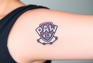 The Paw Patrol emblem with interwoven chains, symbolizing teamwork and unity tattoo idea