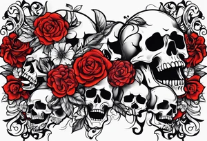 neck tattoo stencil about pain and struggle in new school or polka trash style with flowers and/or skulls tattoo idea