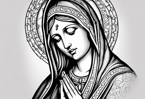virgin mary with a rosary tattoo idea