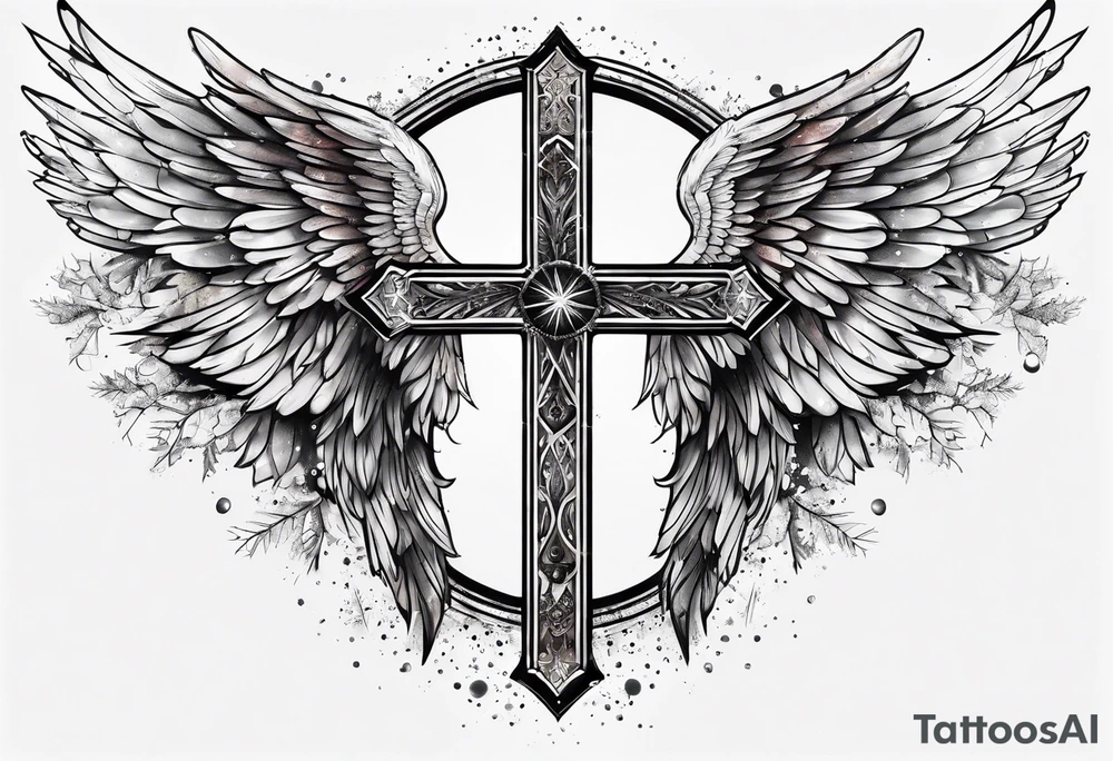 Constellation, Angel wing , snow , cross tattoo idea