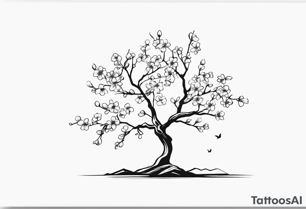 unique small feminine minimalist tattoo of sakura treestick tattoo idea